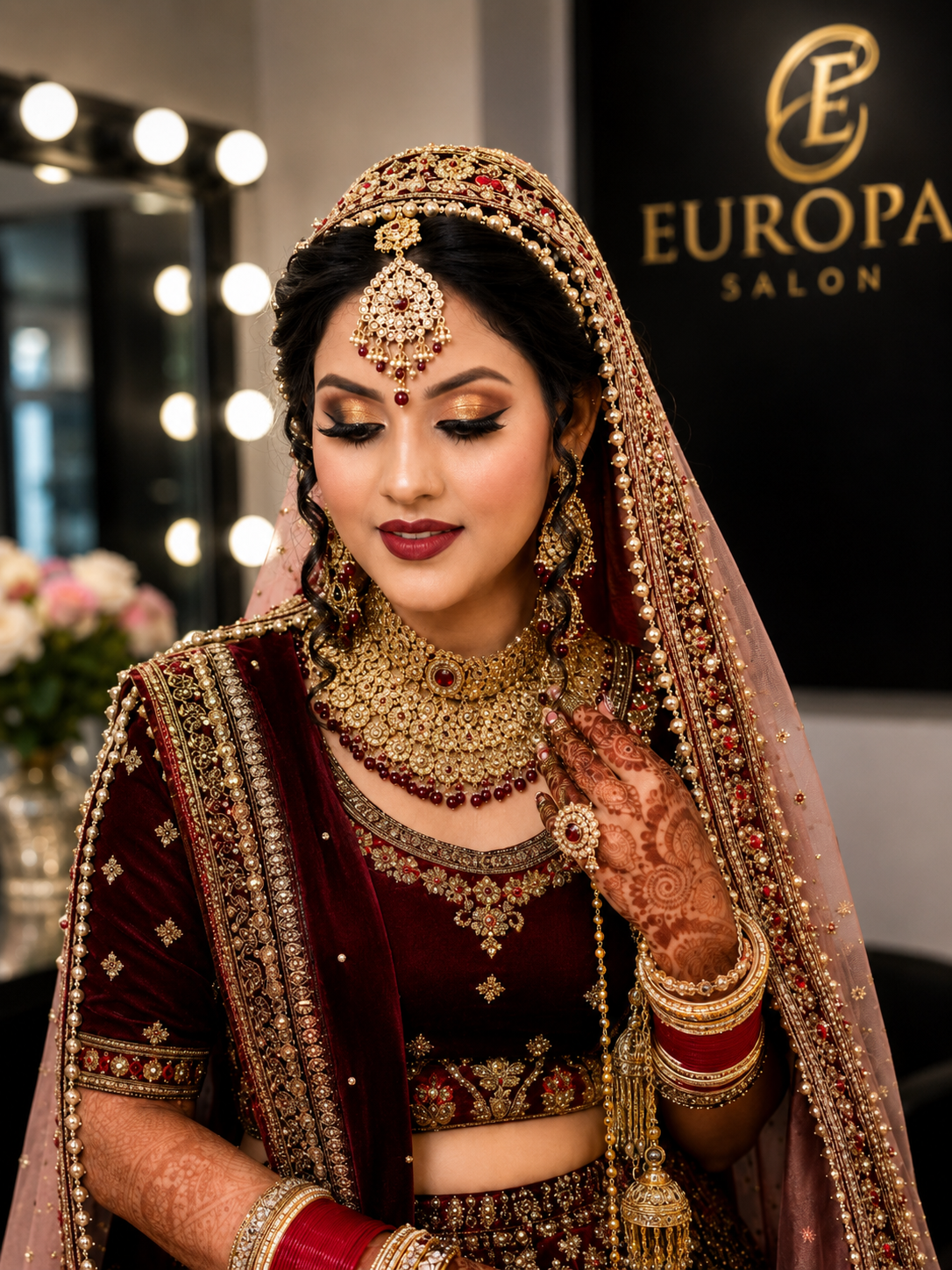 Bridal look styled at Europa Salon